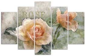 Obraz na plátně pětidílný Čajová růže Květiny - 100x70 cm