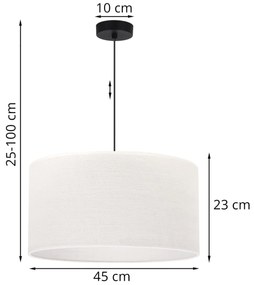 Závesné svietidlo Juta, 1x biele jutové tienidlo, (fi 45cm), b