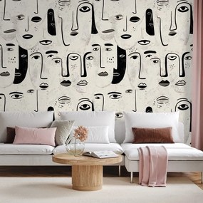 Samolepiaca tapeta abstraktné čiernobiele tváre