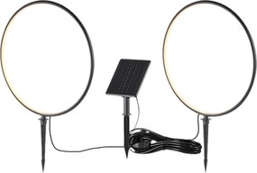 Exteriérové solárne zapichovacie svietidlo Rings, 2x LED 1,5w, čierna