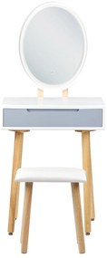 Toaletný stolík so zásuvkou a LED zrkadlom biela/sivá VESOUL Beliani