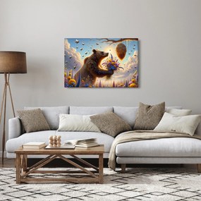 Obraz - Medveď a včielky (90x60 cm)