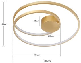 Brilagi- stmievateľné LED stropné svietidlo TWISTER LED/48W/230V pr. 50 cm zlaté + diaľkový ovládač