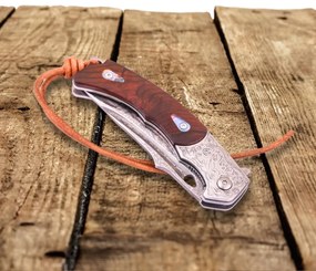 KnifeBoss damaškový zavírací nůž Mustang Rosewood VG-10