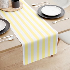 Goldea behúň na stôl 100% bavlnené plátno - žlté prúžky 50x120 cm