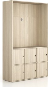 Kancelárska skriňa FRAME, 6x dvere, priestor pre TV, 1299 x 450 x 2162 mm, cylindrický zámok, dub prírodný
