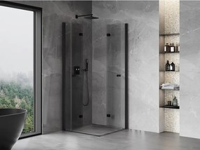 Mexen Mist-F Duo, skladací sprchový kút 95 x 95 cm, číre sklo, čierny profil, 8A6-095L-095P-70-00