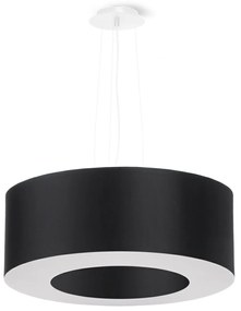 Závesné svietidlo Saturno, 1x čierne textilné tienidlo, (biely plast), (fi 50 cm)