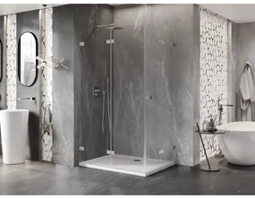 Mexen Lunar-F Duo, skladací sprchový kút 100 x 85 cm, 8mm číre sklo, oceľový profil, 836-100L-085P-97-00