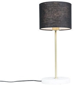 Stolná lampa mosadz s čiernym tienidlom 20 cm - Kaso