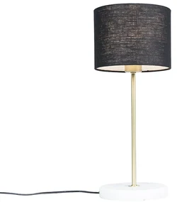 Stolná lampa mosadz s čiernym tienidlom 20 cm - Kaso
