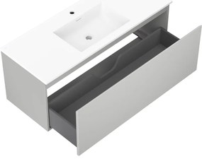 Mexen Orio, kúpeľňová skrinka 120 cm s umývadlom Otis, 1 zásuvka, šedá matná/biela matná, 91A10-12047-1-BF62-W18M01