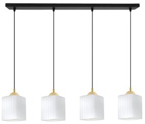 Závesné svietidlo Riffle Square, 4x biele sklenené tienidlo, b/g
