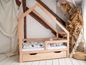 Woodisio Domčeková posteľ NELA PLUS buk Farba: Prírodné drevo, Veľkosť: S roštom, Variant: 160 x 80