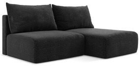 Čierna rozkladacia/s úložným priestorom rohová pohovka (pravý roh) Kalena – Makamii