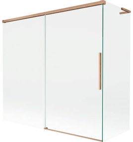 Mexen Rox, L posuvná 2-krídlová vaňová zástena 170 + 70 x 150 cm, 8mm číre sklo, medený matný profil, 8C9L-170-070-65-00