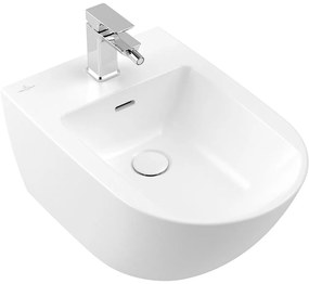 VILLEROY &amp; BOCH Subway 3.0 závesný bidet s otvorom, s prepadom, 375 x 560 mm, Stone White, s povrchom CeramicPlus, 447000RW