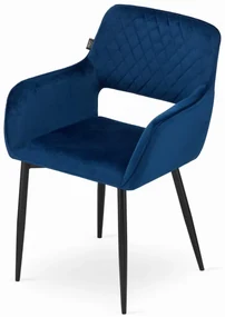 Set dvoch jedálenských stoličiek AMALFI zamat modré (čierne nohy) 2ks