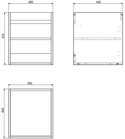 Mexen Box-A, závesná skrinka 40 cm, sivá matná, 91AX1-0400-470-1-62