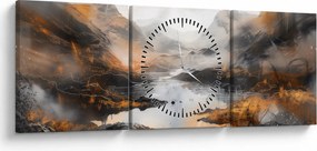 Obraz - Maľba horskej krajiny (s hodinami) (90x30 cm)