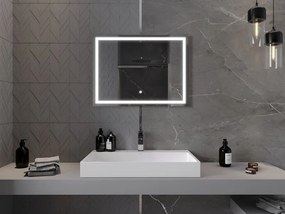 Mexen Miko, LED kúpeľňové zrkadlo s podsvietením 80 x 60 cm, 6000K, ochrana proti zahmlievaniu, 9819-080-060-611-00