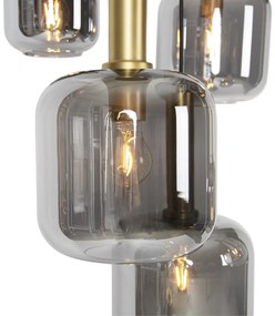 Inteligentné závesné svietidlo čierne so zlatom s dymovým sklom vrátane 5 Wifi A60 - Zuzanna