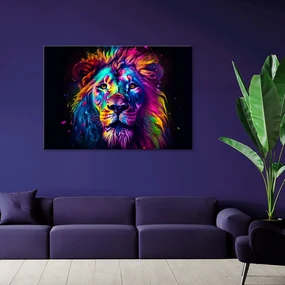 Gario Obraz na plátne Farebný portrét leva Rozmery: 90 x 60 cm