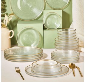 Jedálna súprava 24 ks, číre sklo so zlatým zdobením