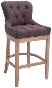 Barová stolička Buckingham látka, drevené nohy svetlá antik - Hnedá