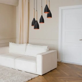 Luster na lanku MUZA 5xE27/15W/230V čierna/béžová/medená/buk