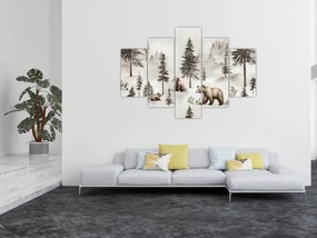 Obraz - Les s medveďmi (150x105 cm)