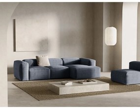 Sivomodrá menčestrová rohová pohovka (pravý roh/s leňoškou) Bergamo – Cosmopolitan Design