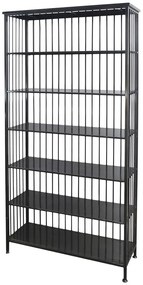 Čierny kovový regál / knižnica s policami Vinni - 95 * 38 * 195cm
