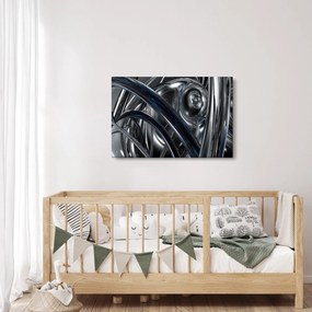 Obraz sivej abstrakcie s modrou (90x60 cm)