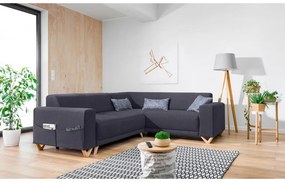 Antracitová rozkladacia/s úložným priestorom rohová pohovka (pravý roh/do L) Classy Sophie – Miuform