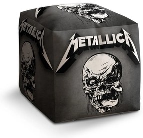 Taburet Cube Metallica sivá lebka, sivá