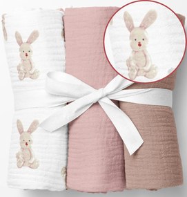 Ankras, sada 3ks mušelínových plienok, Bunny