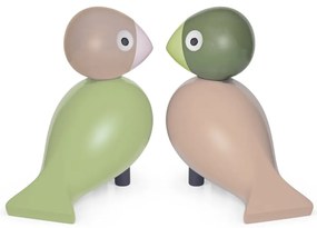 Kay Bojesen Drevený vtáčik Lovebirds Light Green / Rose – sada 2 ks