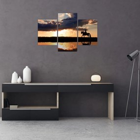 Obraz - Jazdec na koni pri západe slnka (90x60 cm)