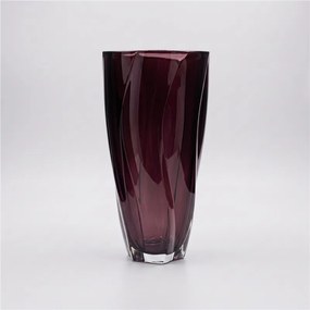 KRIŠTÁĽOVÁ VÁZA BOHEMIA BARLEY TWIST BURGUNDE 305MM