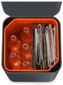 Sivý oceľový odpadkový kôš na triedený odpad 40 l Totem Compact – Joseph Joseph