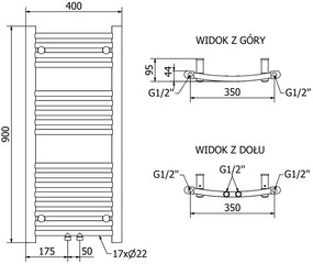 Mexen Ares, vykurovacie teleso 900x400 mm, 246 W, chrómová, W102-0900-400-00-01