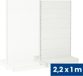 Predajný regál obojstranný, plné steny, 2200 x 1000 x 900 mm, prídavný, biela