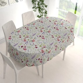 Biante Dekoračný oválny obrus PML-098 Lúčne kvietky na smotanovom 100x160 cm
