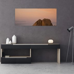 Obraz západu slnka v skalách (120x50 cm)