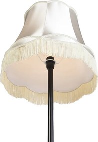 Retro stojaca lampa čierna s tienidlom v štýle babičky krémová 45 cm - Simplo