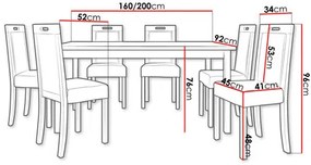 Rozkladací jedálenský stôl so 6 stoličkami Asiduo AL3 (orech + svetlobéžová). Vlastná spoľahlivá doprava až k Vám domov. 1121729