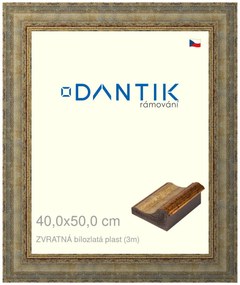 DANTIK rám na obraz 40x50 | ZVRATNÁ bílozlatá plast (Sklo Čiré)