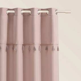 Svetloružový záves Astoria so strapcami na strieborné priechodky 140 x 280 cm