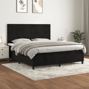 Posteľný rám boxspring s matracom čierny 160x200 cm zamat 3142913